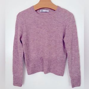 Zara dreamy lilac cropped cozy wool alpaca blend sweater size S